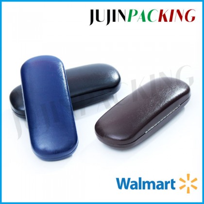 Classic leather surface metal glasses case